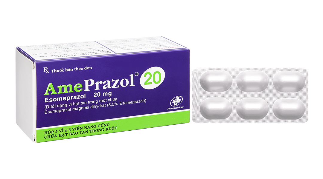 AmePrazol 20 trị viêm xước dạ dày, trào ngược dạ dày thực quản