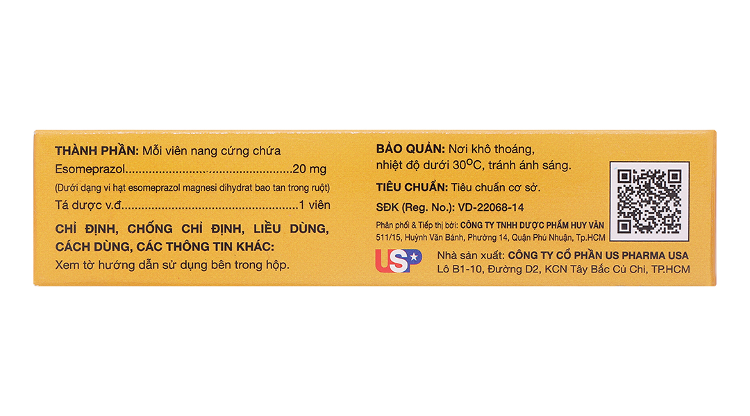 Esomeprazol 20-US trị trào ngược dạ dày, thực quản