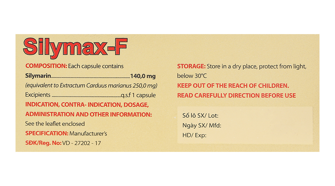 Silymax-F 140mg điều trị viêm gan do virus, xơ gan