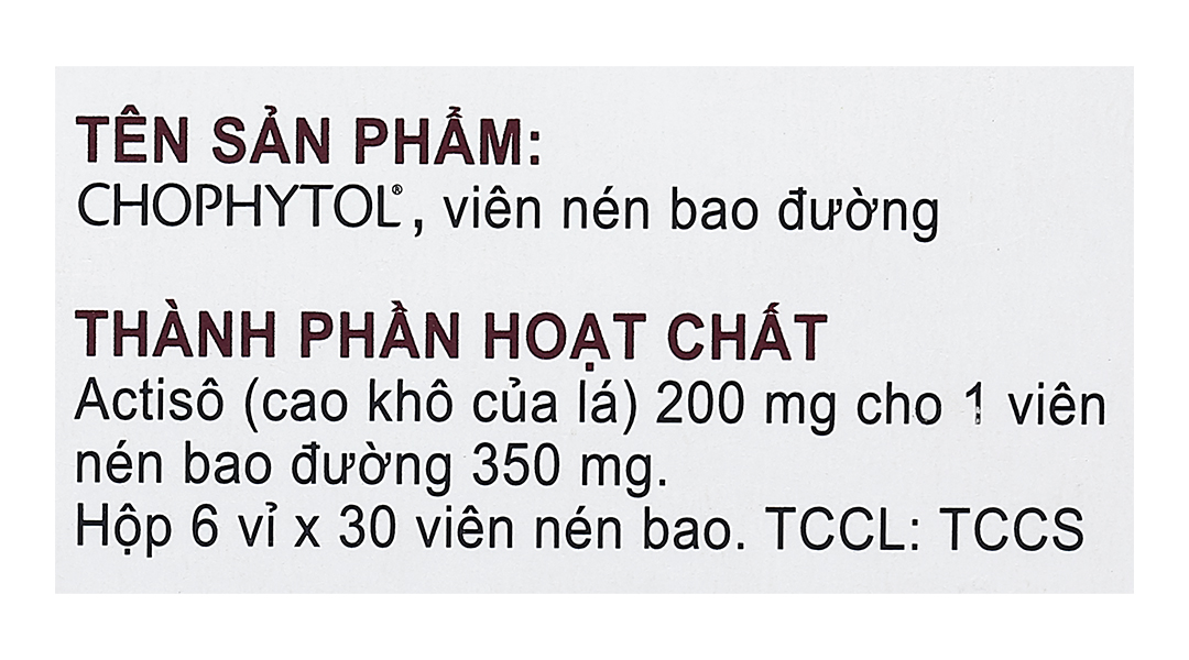 Chophytol 200mg giúp lợi tiểu, thông mật, lợi mật