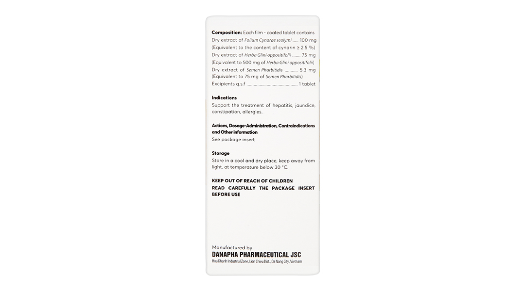 Artisonic New Danapha hỗ trợ trị viêm gan, vàng da, dị ứng