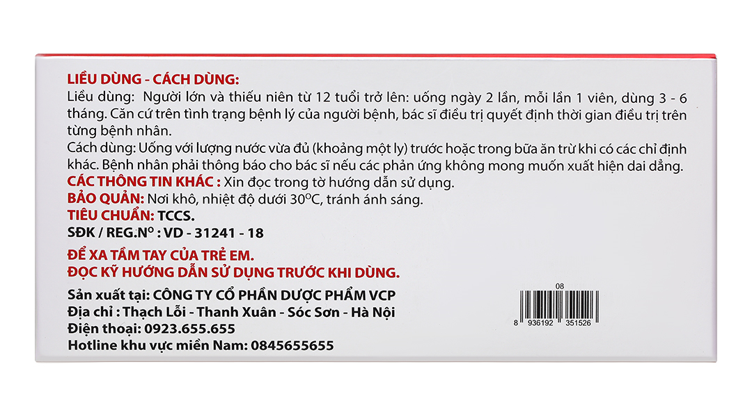 Silymarin VCP 140mg hỗ trợ điều trị bệnh viêm gan mạn tính, xơ gan