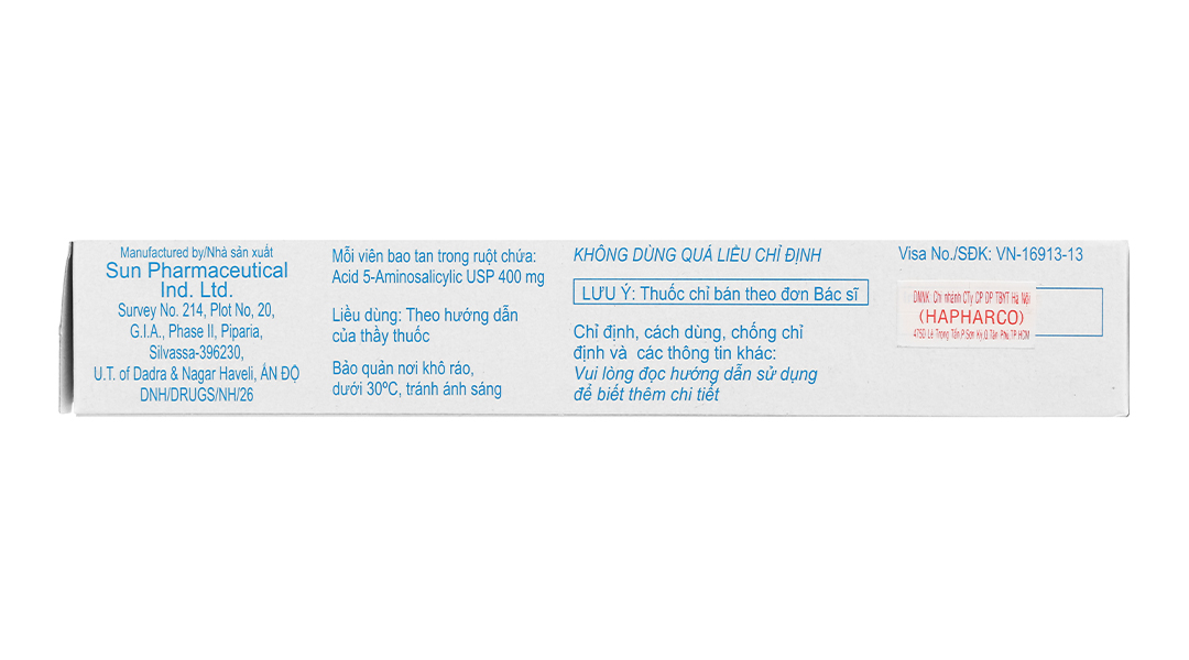 Sunmesacol 400mg trị viêm loét đại tràng