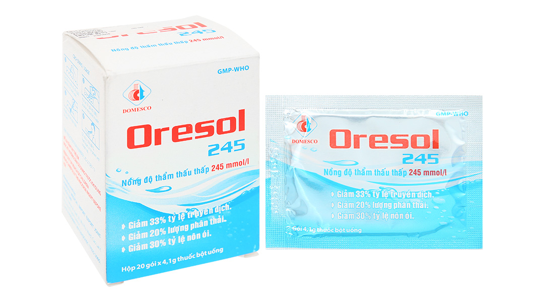 Oresol 245 DMC phòng và trị mất điện giải và nước trong tiêu chảy cấp