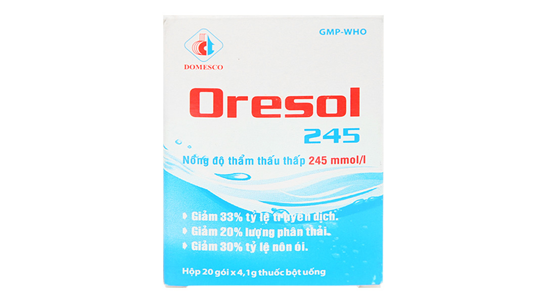 Oresol 245 DMC phòng và trị mất điện giải và nước trong tiêu chảy cấp