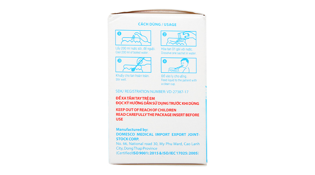 Oresol 245 DMC phòng và trị mất điện giải và nước trong tiêu chảy cấp