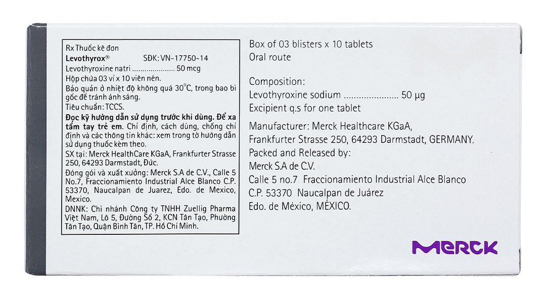 Levothyrox 50mcg điều trị bệnh lý tuyến giáp