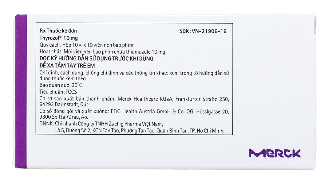 Thyrozol 10mg trị bệnh lý tuyến giáp
