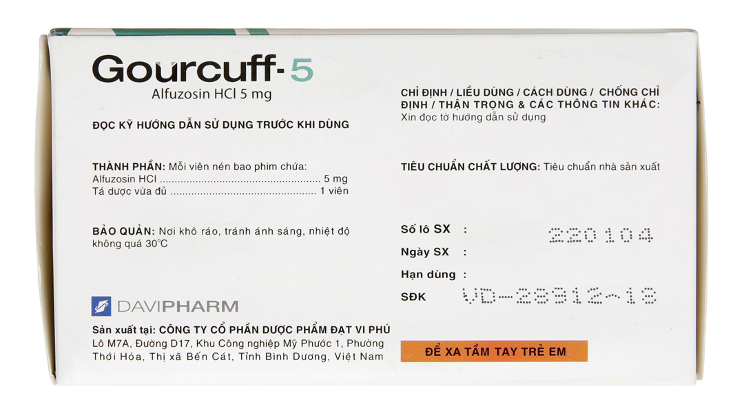 Gourcuff-5 trị triệu chứng phì đại u tuyến tiền liệt lành tính