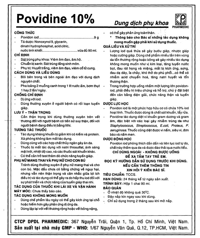 Dung dịch vệ sinh phụ khoa Povidine chai 90ml
