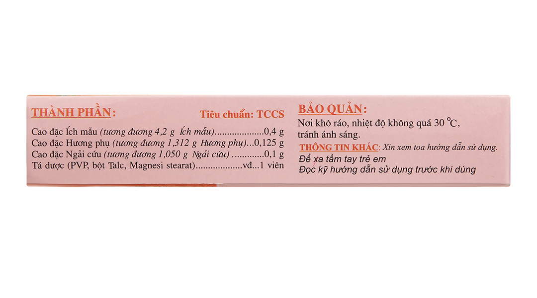 Ích Mẫu Traphaco trị kinh nguyệt không đều, đau bụng kinh