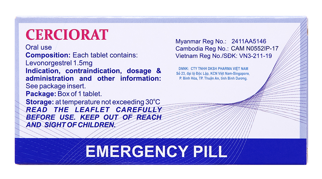 Cerciorat thuốc tránh thai khẩn cấp trong vòng 72 giờ