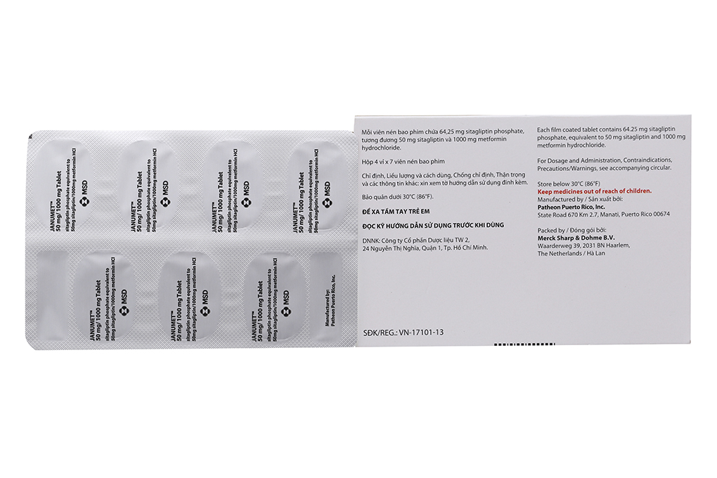 Janumet 50mg/1000mg trị đái tháo đường
