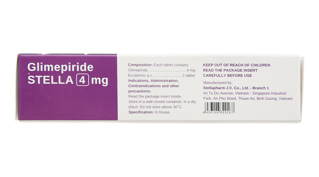 Glimepiride Stella 4mg trị đái tháo đường tuýp 2