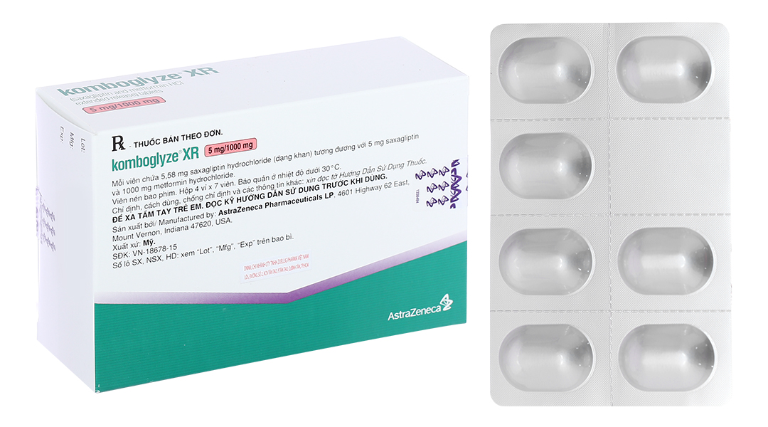 Komboglyze XR 5mg/1000mg trị đái tháo đường tuýp 2
