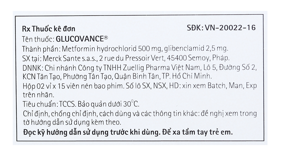Thuốc Glucovance 500mg/2.5mg trị đái tháo đường tuýp 2 - 08/2025 ...