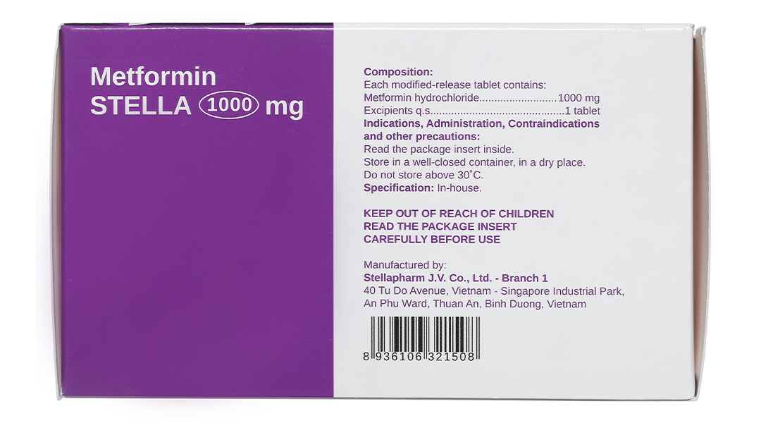 Metformin Stella 1000mg trị đái tháo đường tuýp 2