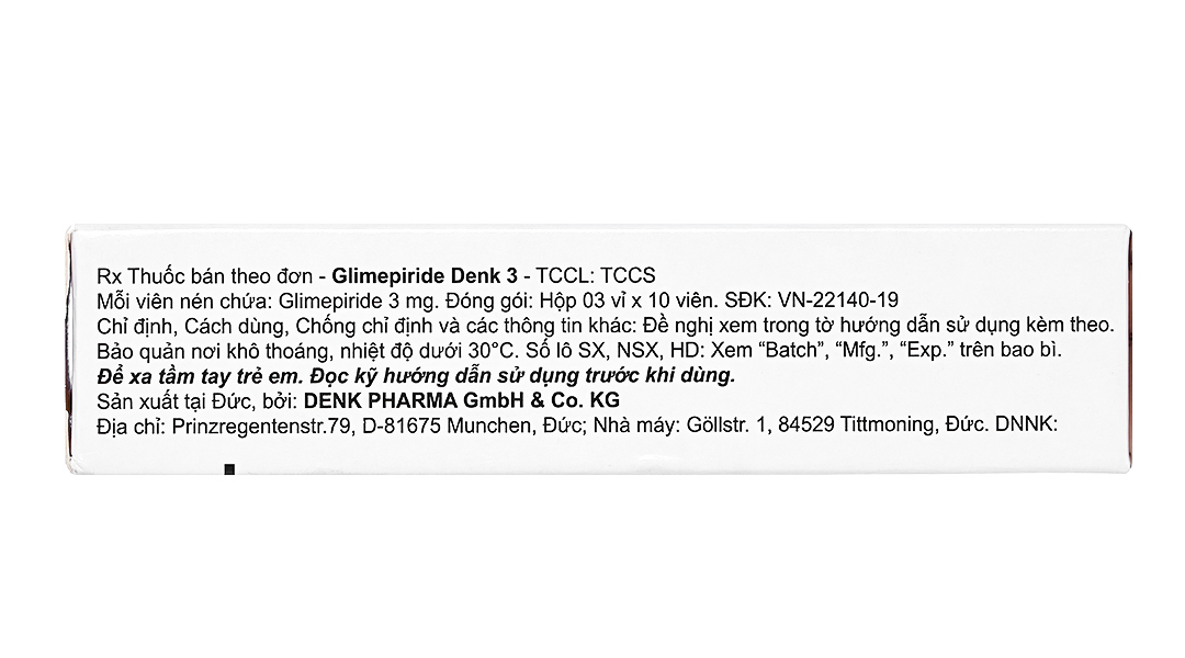 Glimepiride Denk 3 trị đái tháo đường tuýp 2