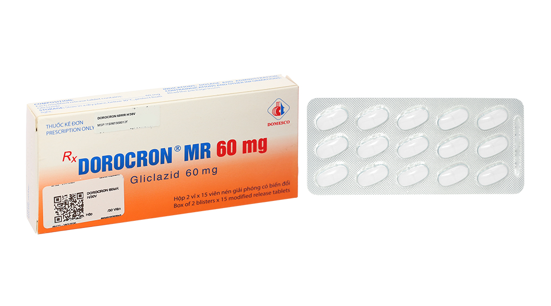 Dorocron MR 60mg trị đái tháo đường tuýp 2 không phụ thuộc insulin