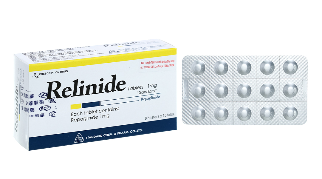 Relinide 1mg trị đái tháo đường tuýp 2