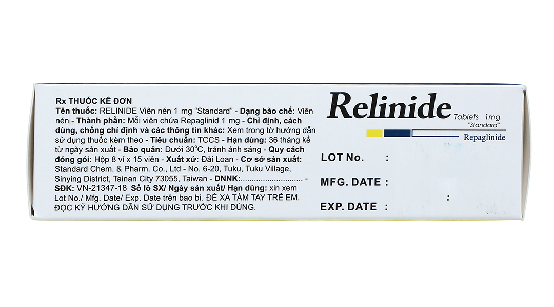 Relinide 1mg trị đái tháo đường tuýp 2