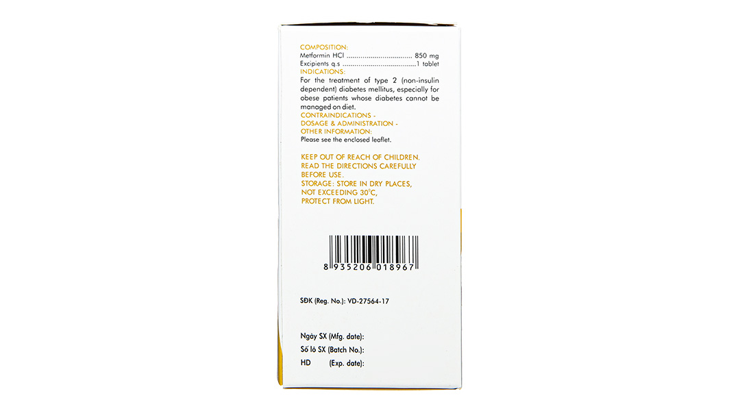 Glumeform 850 trị đái tháo đường tuýp 2 không phụ thuộc insulin