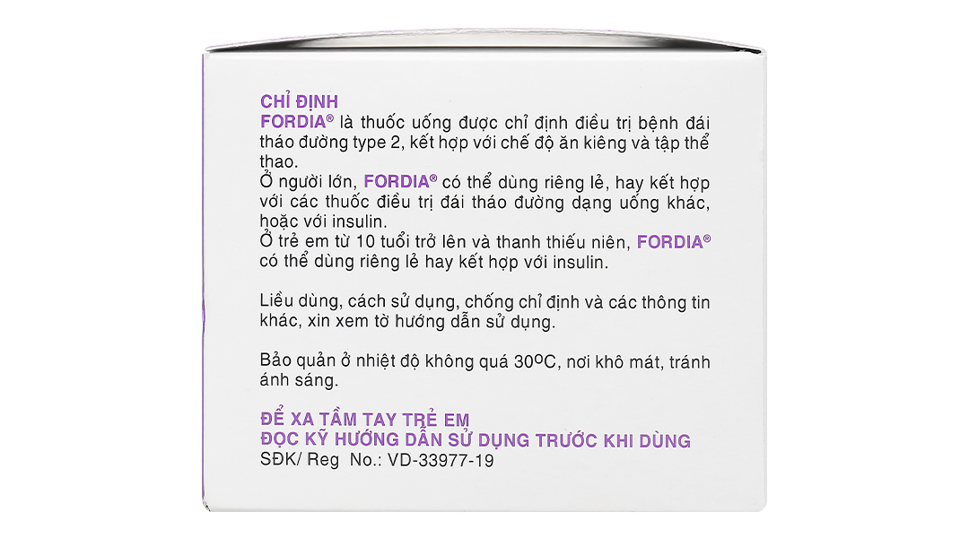 Fordia 850mg trị đái tháo đường type 2 kết hợp ăn kiêng và thể thao