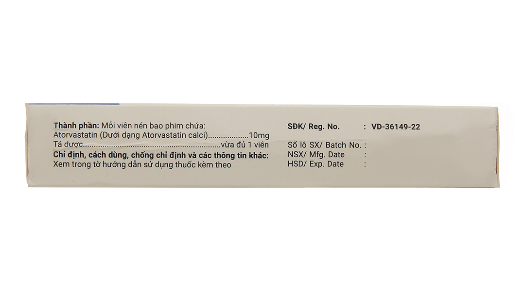 Atorvastatin TV.Pharm 10mg giảm sự tăng cholesterol toàn phần