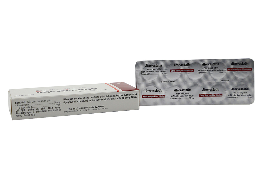 Atorvastatin TV.Pharm 20mg hỗ trợ trị tăng cholesterol máu