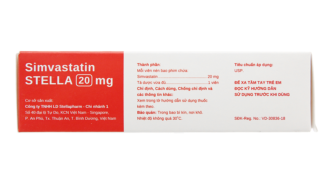 Simvastatin Stella 20mg trị rối loạn mỡ máu