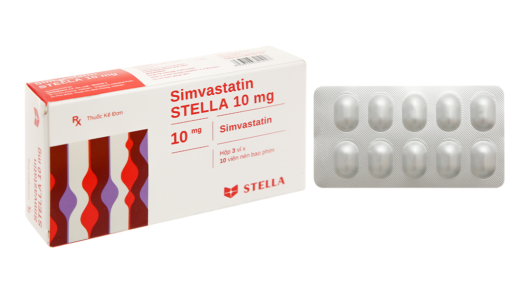 Simvastatin Stella 10mg trị rối loạn mỡ máu