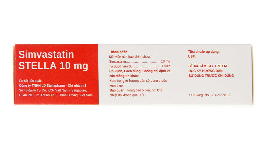 Simvastatin Stella 10mg trị rối loạn mỡ máu