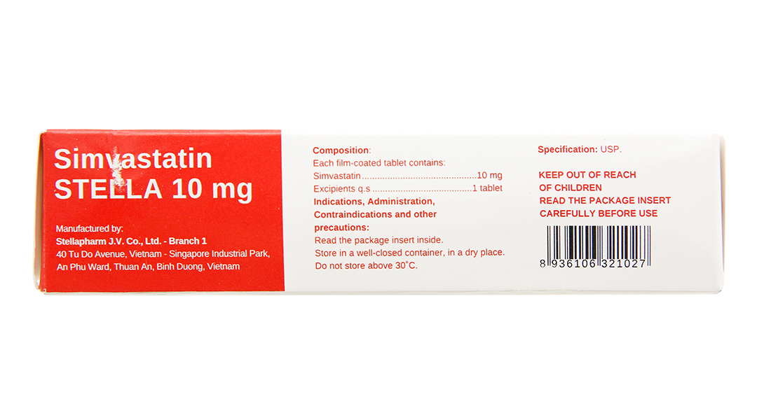 Simvastatin Stella 10mg trị rối loạn mỡ máu