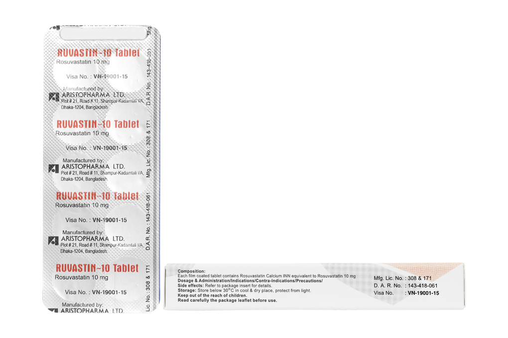 Ruvastin-10 Tablet trị rối loạn mỡ máu
