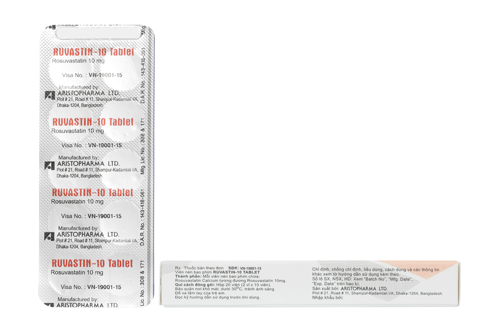 Ruvastin-10 Tablet trị rối loạn mỡ máu