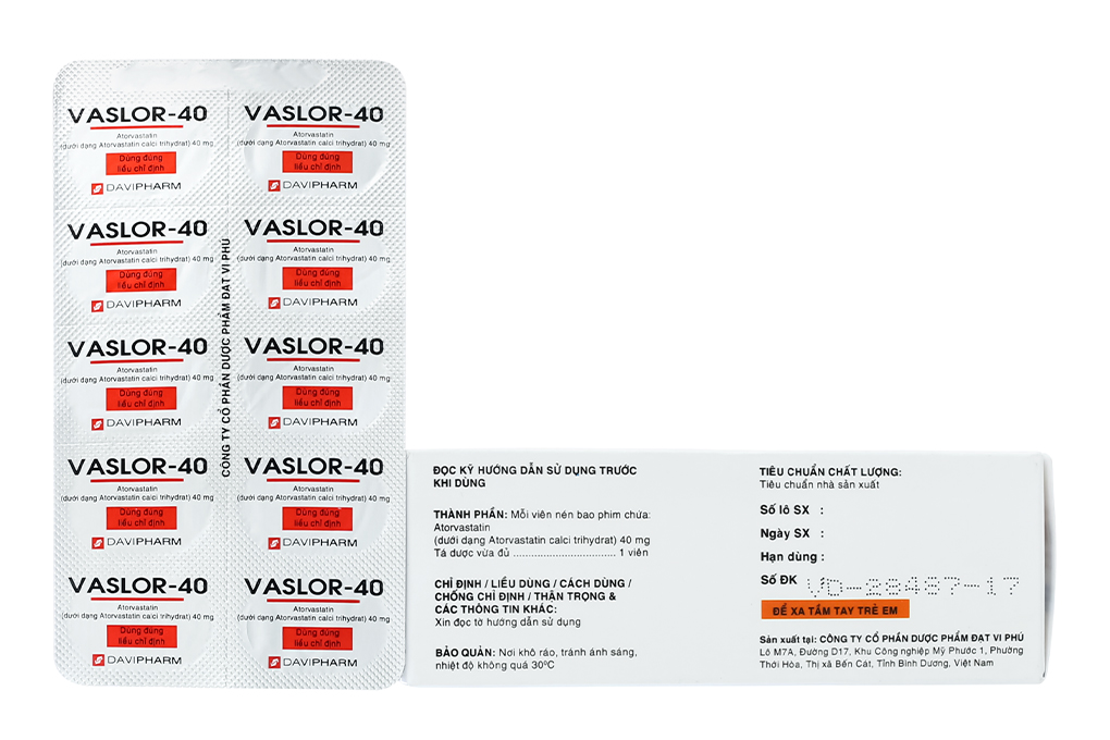 Vaslor-40 trị rối loạn mỡ máu