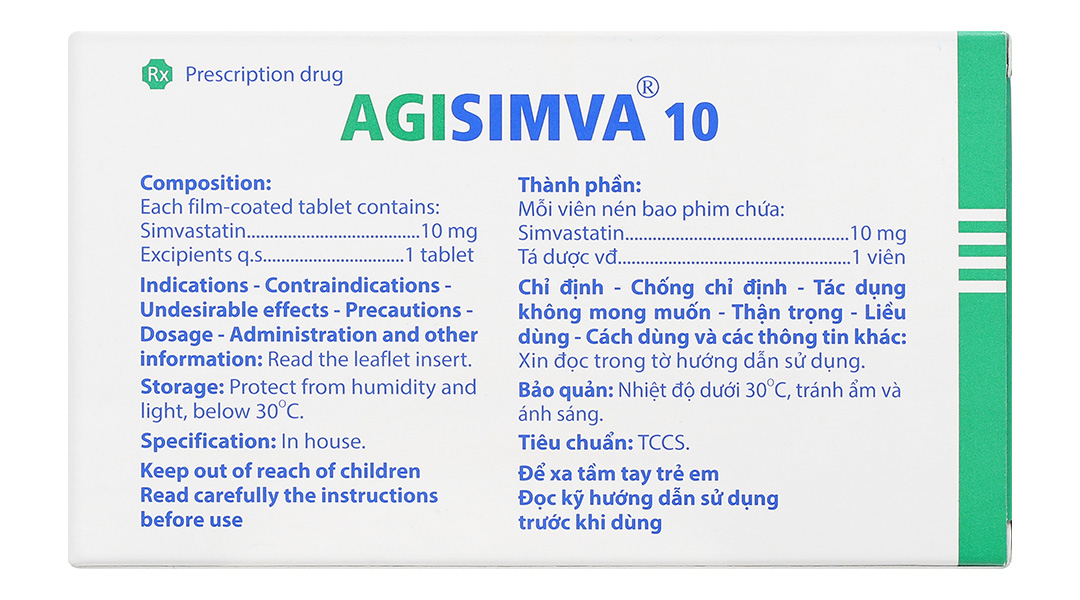 Agisimva 10 trị tăng cholesterol máu, xơ vữa động mạch