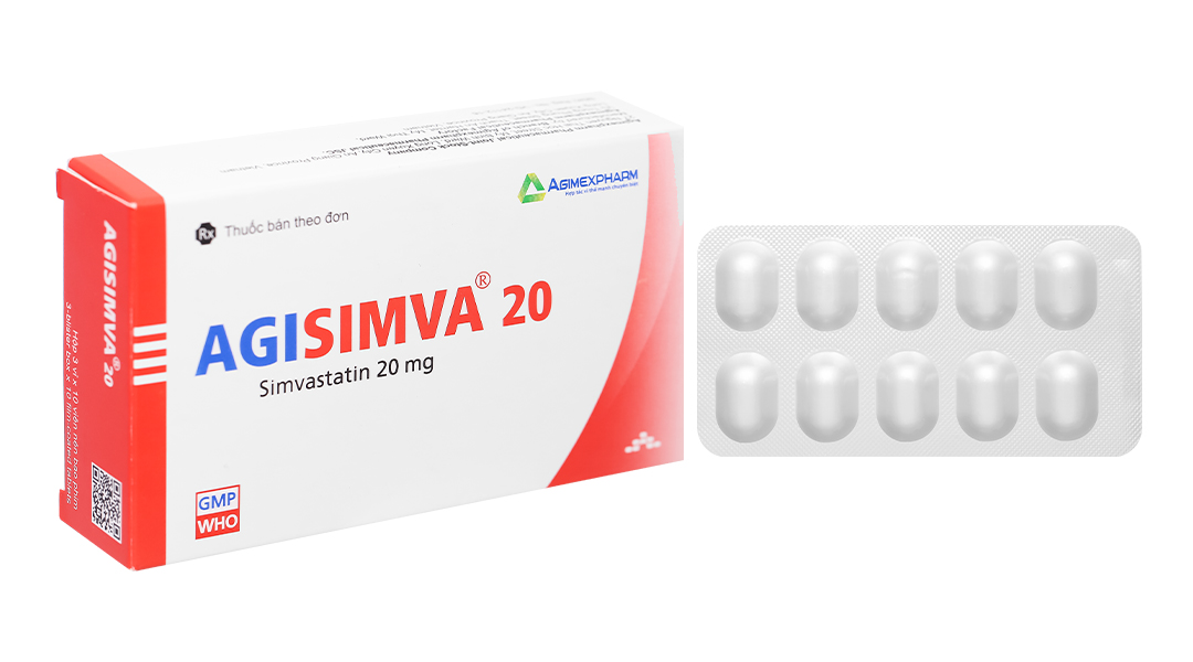 Agisimva® 20mg trị tăng cholesterol máu, làm chậm tiến triển xơ vữa