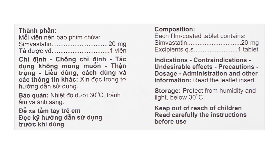 Agisimva® 20mg trị tăng cholesterol máu, làm chậm tiến triển xơ vữa