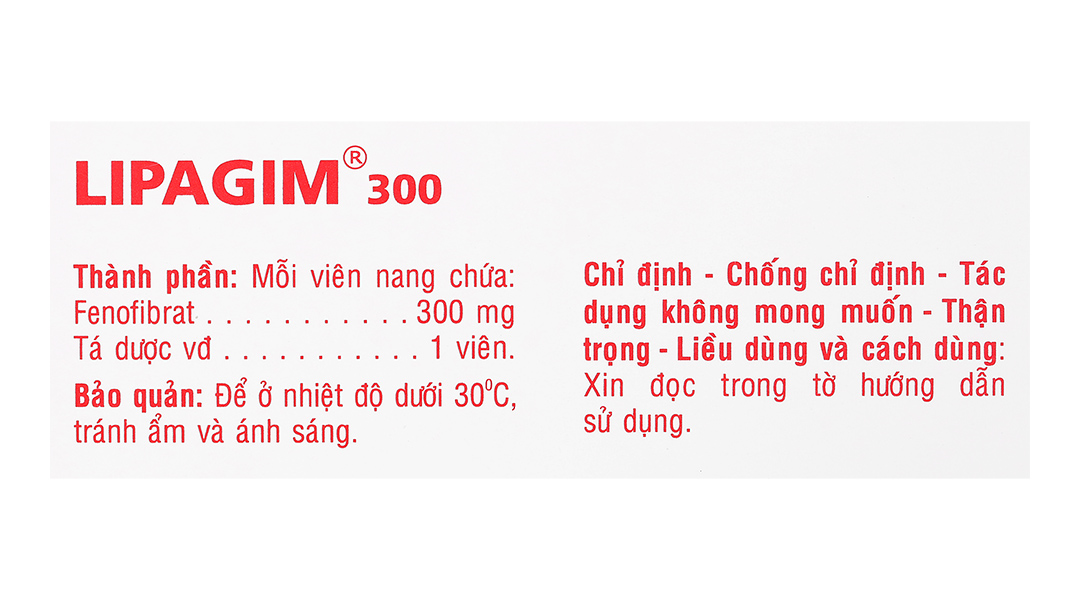 Lipagim 300 điều trị rối loạn mỡ máu, rối loạn Lipoprotein máu