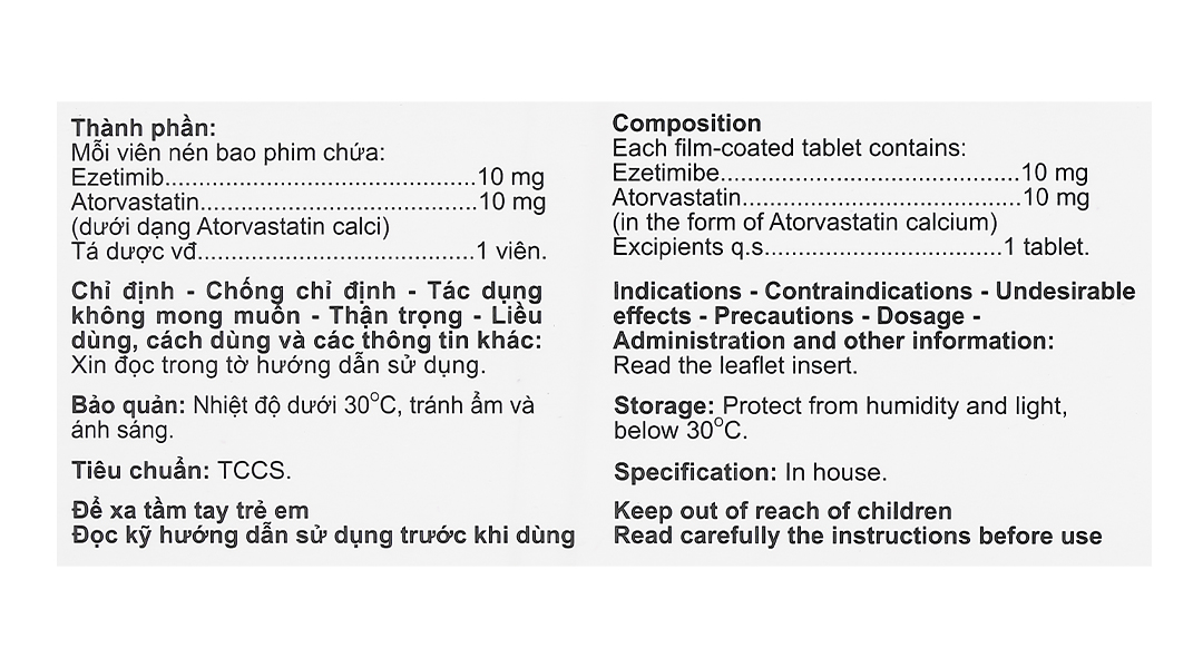 Ezenstatin 10/10 trị tăng cholesterol máu
