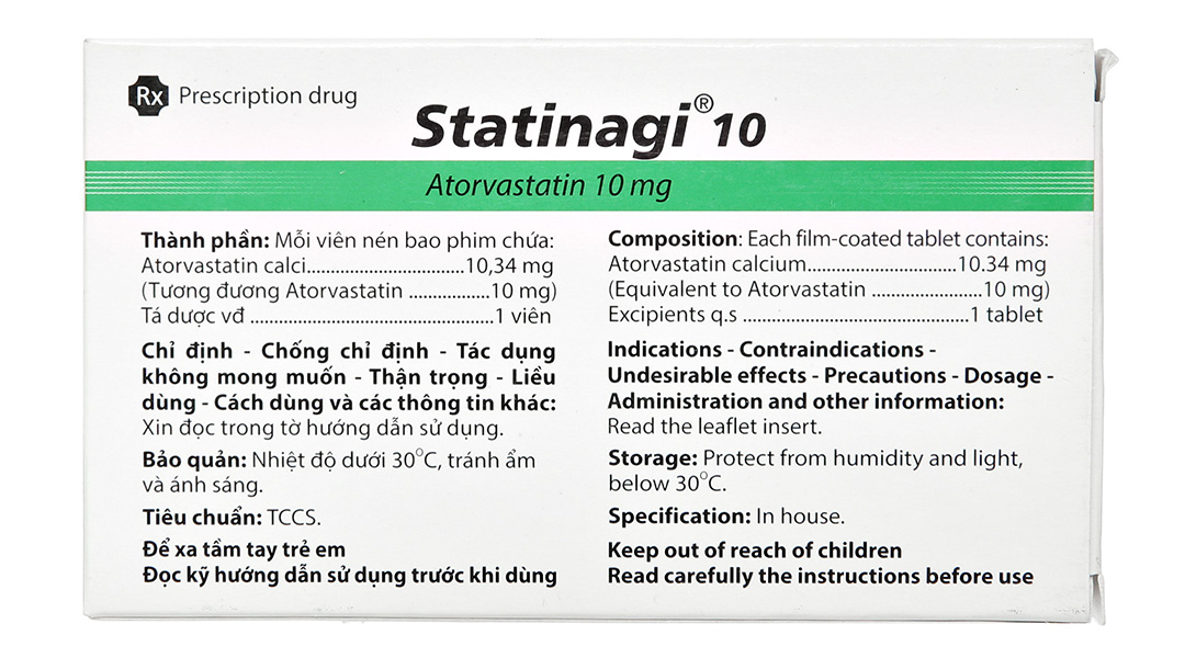 Statinagi 10 trị rối loạn mỡ máu