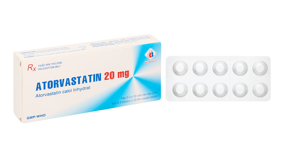 Atorvastatin Domesco 20mg trị tăng cholesterol máu