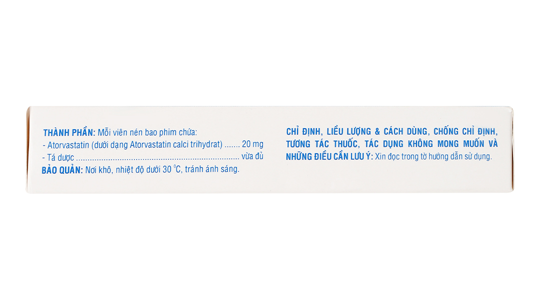 Atorvastatin Domesco 20mg trị tăng cholesterol máu