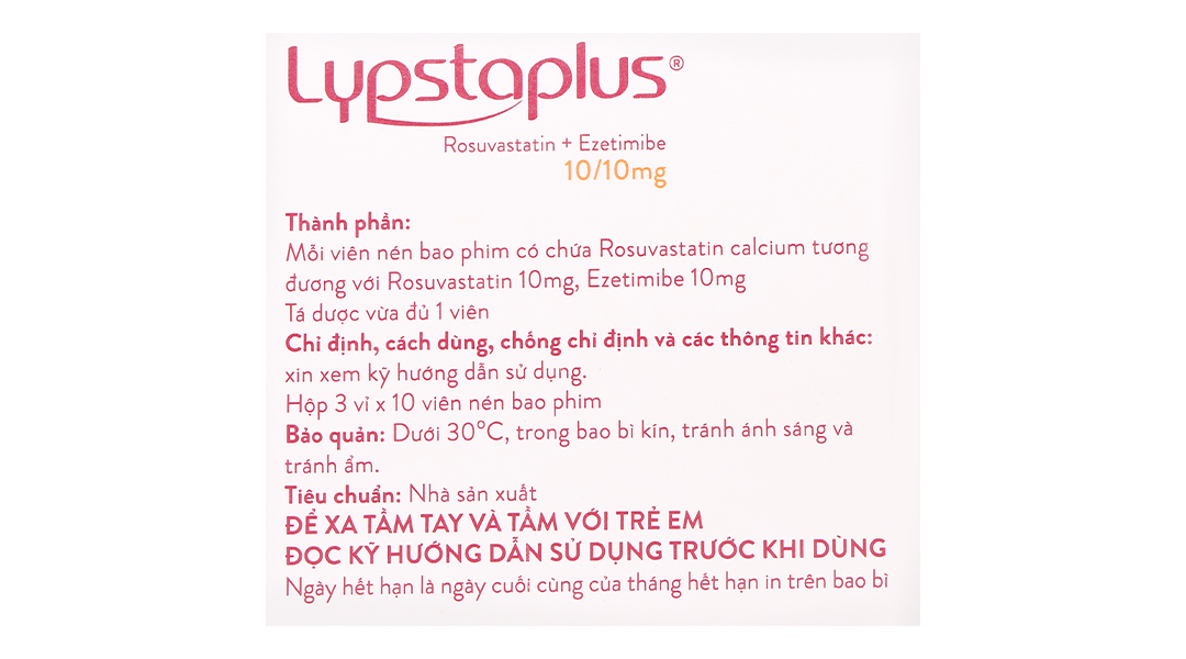 Lypstaplus 10/10mg điều trị tăng cholesterol máu nguyên phát