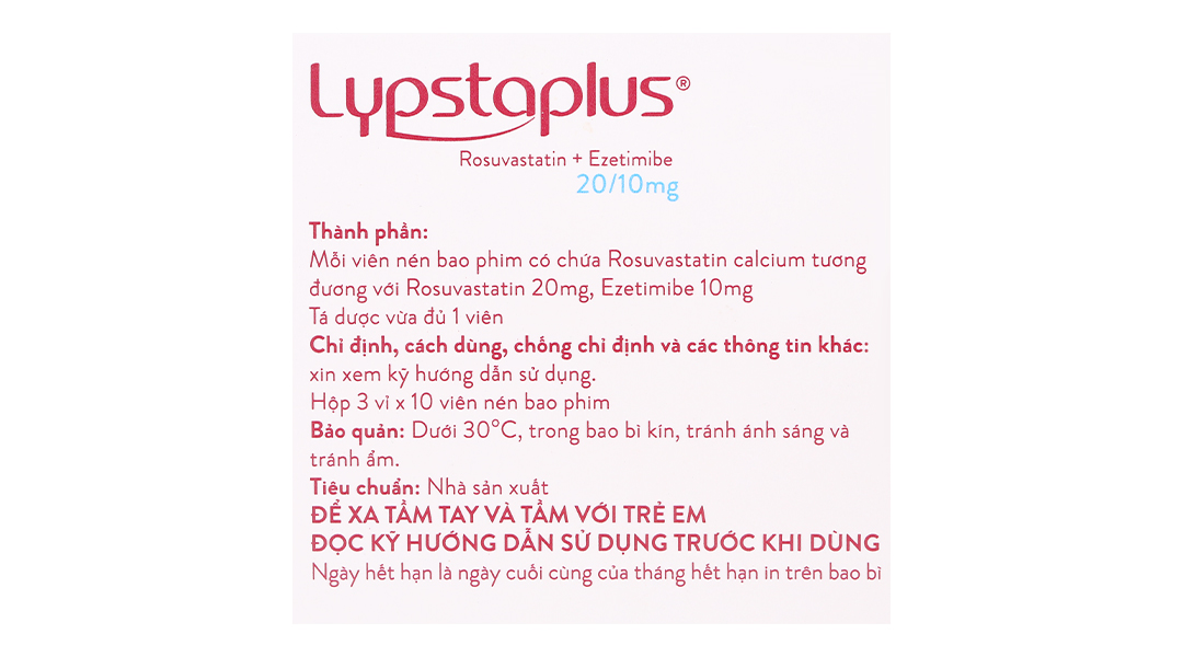 Lypstaplus 20/10mg điều trị tăng cholesterol máu nguyên phát
