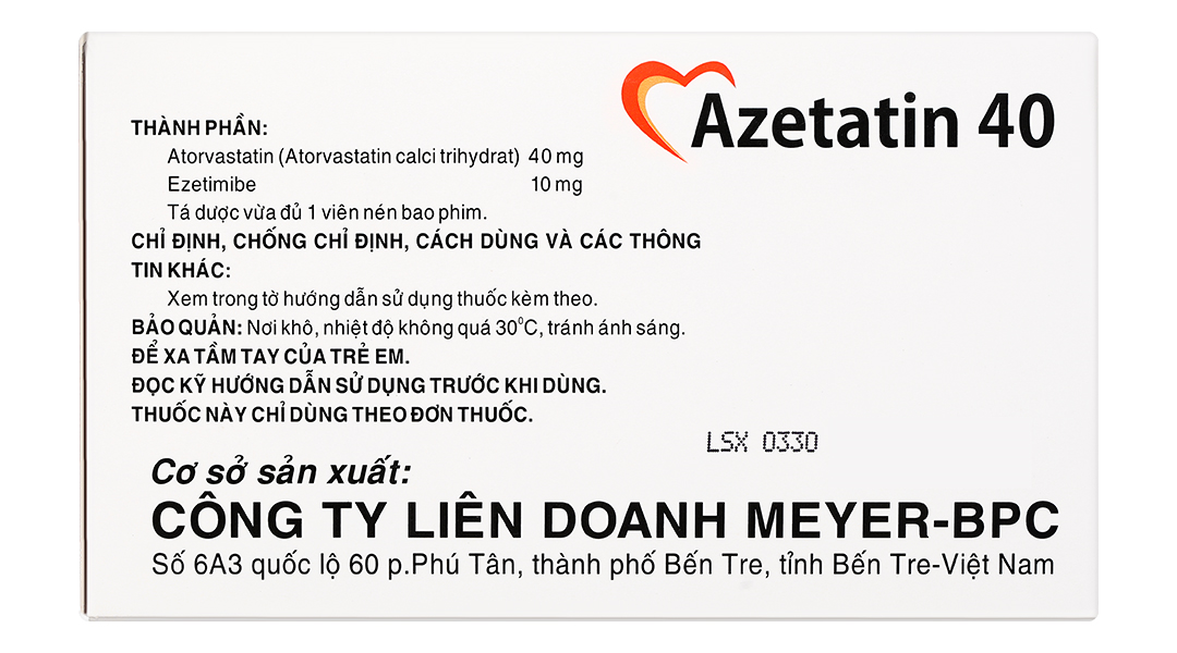 Azetatin 40 điều trị rối loạn lipid máu