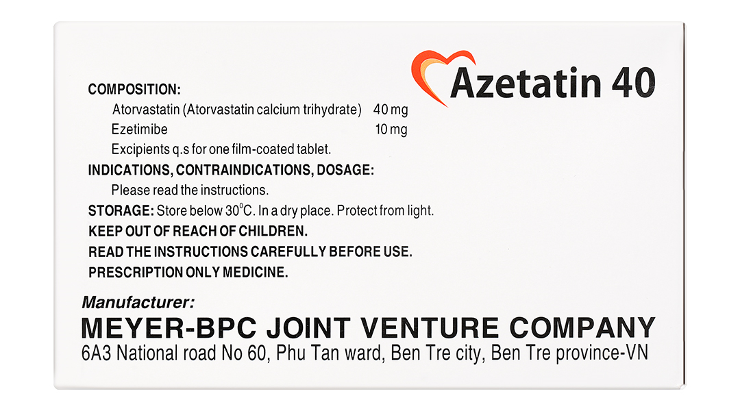 Azetatin 40 điều trị rối loạn lipid máu
