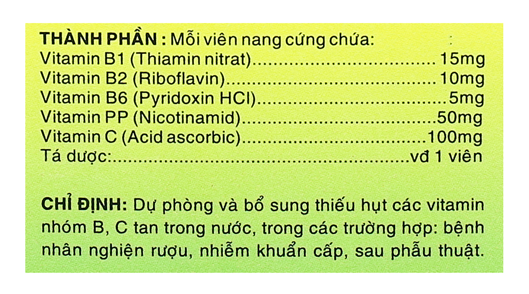 B Complex C bổ sung vitamin nhóm B và vitamin C