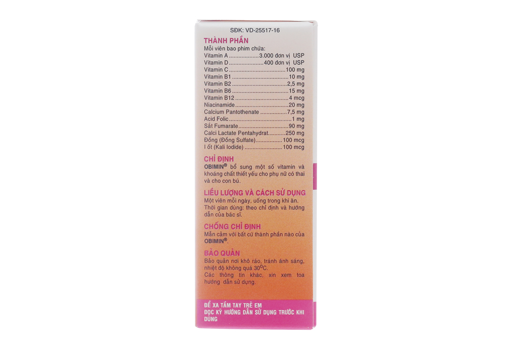 Obimin Multivitamins bổ sung vitamin, khoáng chất cho phụ nữ mang thai